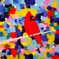 Cardinal #2, acrylic on wood with resin/ 48"x48" SOLD